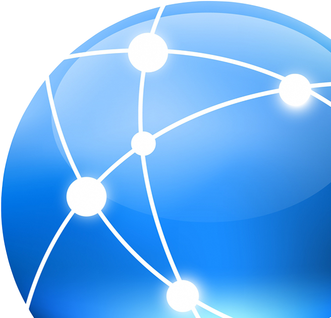 Blue globe icon with connected network nodes