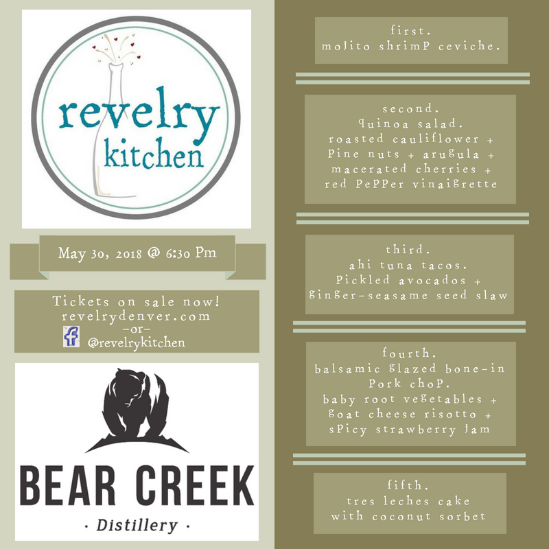 each course from chef jeremy ramos will be paired with a specialty cocktail from bear creek distillery - Revelry Kitchen each course from chef jeremy ramos will be paired with a specialty cocktail from bear creek distillery - Revelry Kitchen